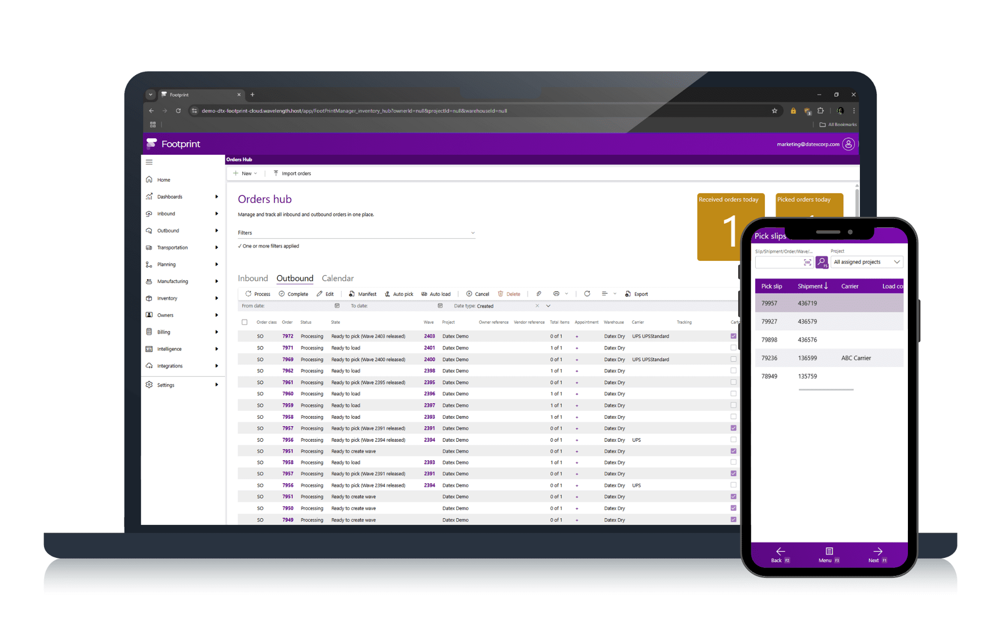 Orders Hub on Laptop w phone